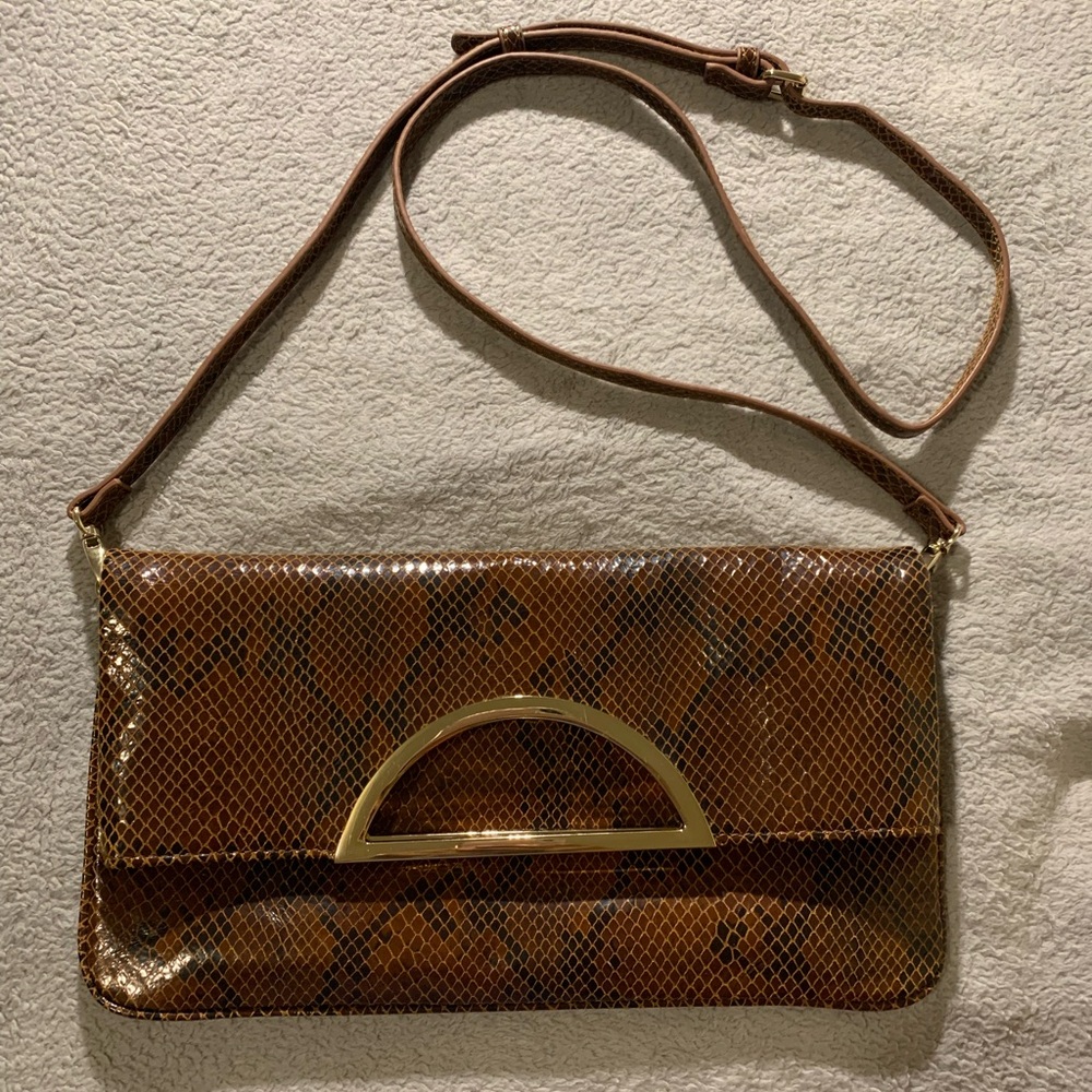 WHITE HOUSE BLACK MARKET brown clutch bag